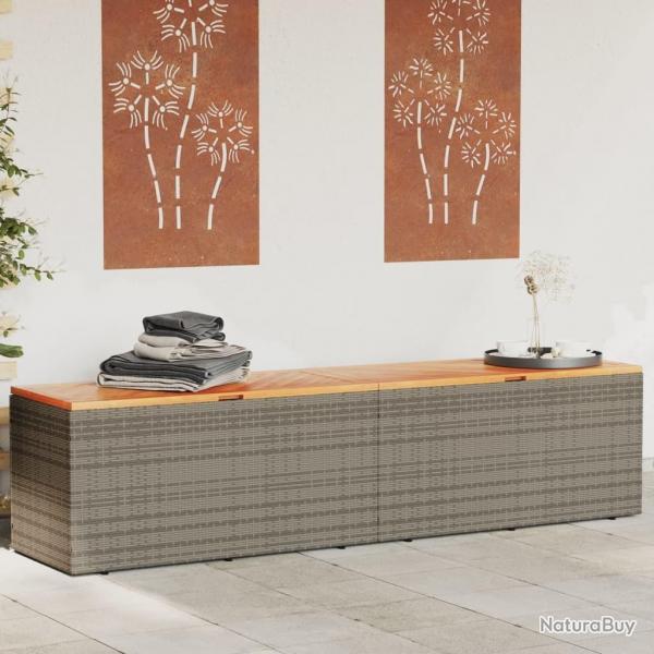 Bote de rangement de jardin gris rsine tresse bois d'acacia alsavelo