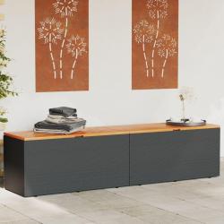 Boîte de rangement de jardin noir résine tressée bois d'acacia alsavelo