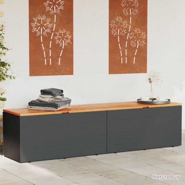 Bote de rangement de jardin noir rsine tresse bois d'acacia alsavelo
