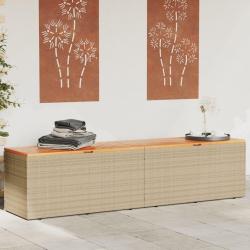 Boîte de rangement de jardin beige résine tressée bois d'acacia alsavelo