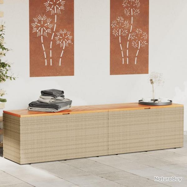 Bote de rangement de jardin beige rsine tresse bois d'acacia alsavelo