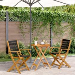 bistro 3 pcs noir polypropylène et bois massif alsavelo