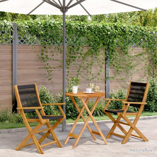 bistro 3 pcs noir polypropylne et bois massif alsavelo