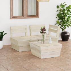 Salon de jardin palette 3 pcs Bois d'épicéa imprégné alsavelo