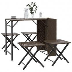 Ensemble à manger de jardin 5 pcs pliable marron résine tressée alsavelo