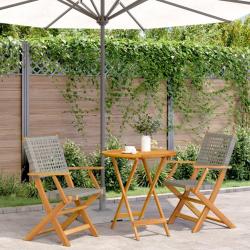 bistro 3 pcs gris résine tressée et bois massif alsavelo