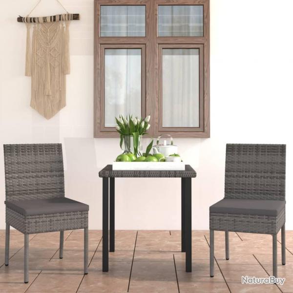 Ensemble  manger de jardin 3 pcs Rsine tresse Gris alsavelo