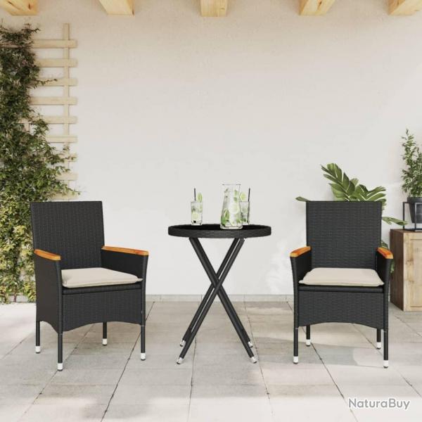 bistro avec coussins 3pcs noir rsine tresse verre alsavelo