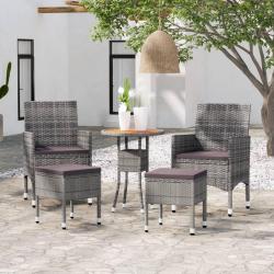 Salon de jardin 5 pcs Résine tressée Gris alsavelo