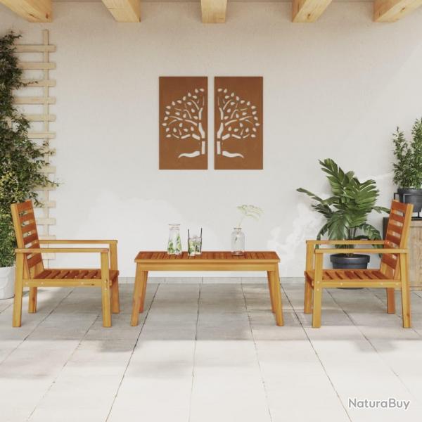 salon de jardin 3 pcs bois d'acacia solide alsavelo