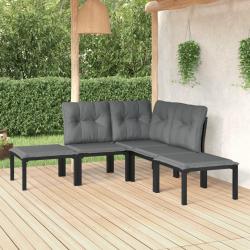 Salon de jardin 5 pcs noir et gris résine tressée alsavelo