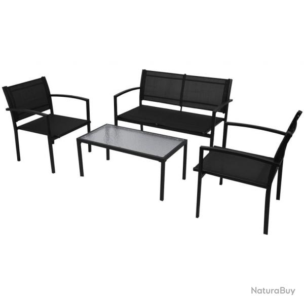 Salon de jardin 4 pcs Textilne Noir alsavelo