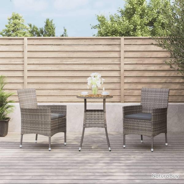bistro de jardin 3 pcs coussins gris poly rotin alsavelo