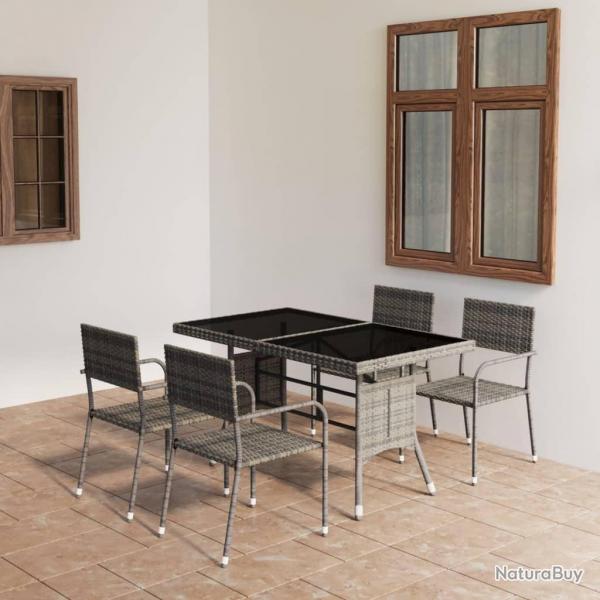 Ensemble  manger de jardin 5pcs Rsine tresse Anthracite gris alsavelo