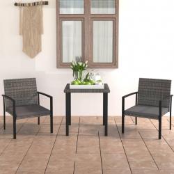 Ensemble à manger de jardin 3 pcs Résine tressée Gris alsavelo