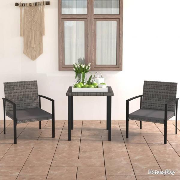 Ensemble  manger de jardin 3 pcs Rsine tresse Gris alsavelo