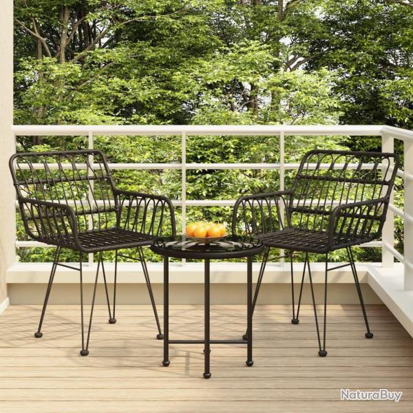 Ensemble  manger de jardin 3 pcs Noir Rsine tresse alsavelo