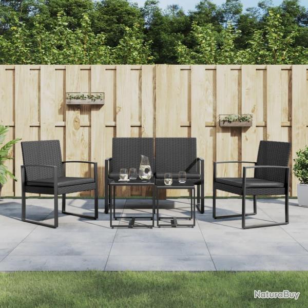 Ensemble  manger de jardin avec coussins 5 pcs noir rotin PP alsavelo