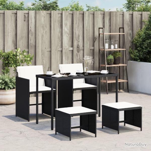 Ensemble  manger de jardin coussins 5pcs Noir Rsine tresse alsavelo
