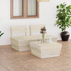 Salon de jardin palette 3 pcs Bois d'épicéa imprégné alsavelo