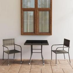 Ensemble à manger de jardin 3pcs Résine tressée Anthracite gris alsavelo