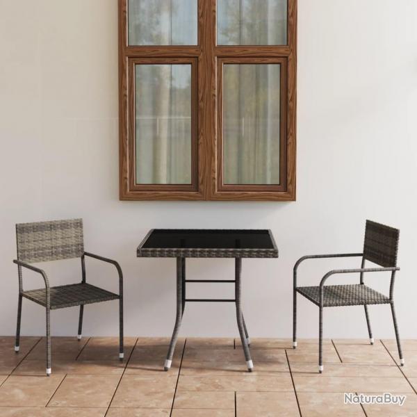 Ensemble  manger de jardin 3pcs Rsine tresse Anthracite gris alsavelo