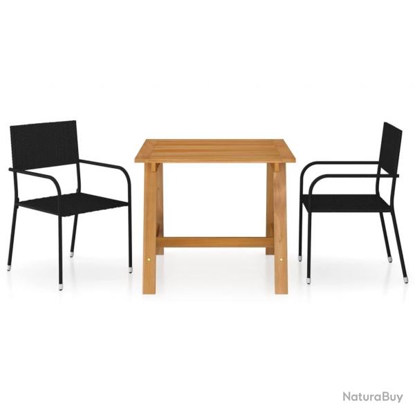Ensemble  manger de jardin 3 pcs Noir alsavelo
