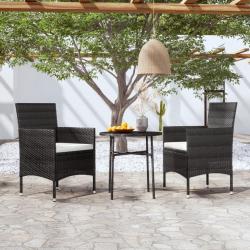 Ensemble à manger de jardin 3 pcs Résine tressée Noir alsavelo