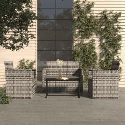 Mobilier d'extérieur 4 pcs avec coussins Résine tressée Gris alsavelo