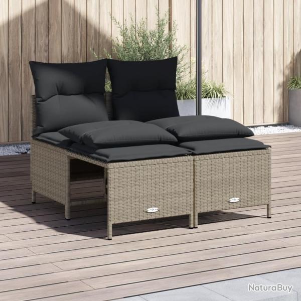 Salon de jardin 4 pcs avec coussins gris clair rsine tresse alsavelo