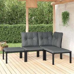 Salon de jardin 4 pcs noir et gris résine tressée alsavelo