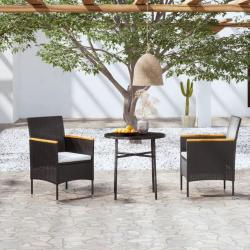 Ensemble à manger de jardin 3 pcs Résine tressée Noir alsavelo