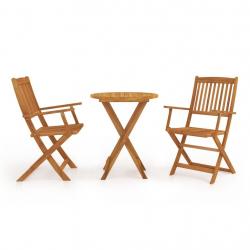 Mobilier de bistro pliable 3 pcs Bois d'acacia solide alsavelo