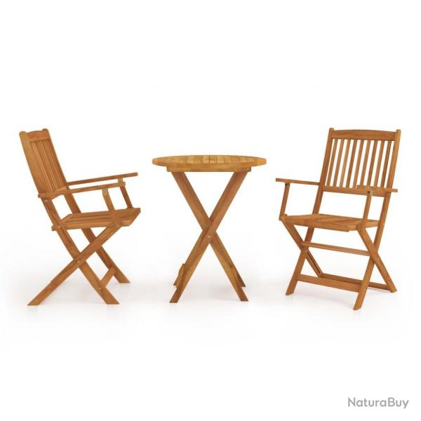 Mobilier de bistro pliable 3 pcs Bois d'acacia solide alsavelo