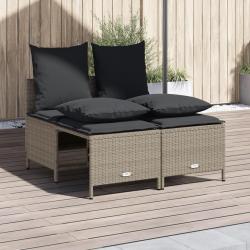 Salon de jardin 4 pcs avec coussins gris clair résine tressée alsavelo