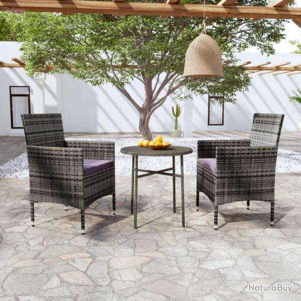 Ensemble  manger de jardin 3 pcs Rsine tresse Gris alsavelo