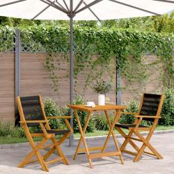 bistro 3 pcs noir polypropylène et bois massif alsavelo