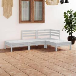 Salon de jardin 4 pcs blanc bois de pin massif alsavelo