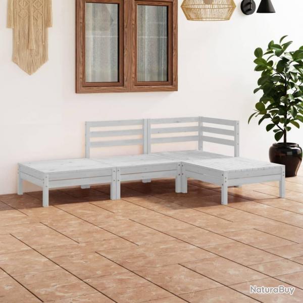 Salon de jardin 4 pcs blanc bois de pin massif alsavelo