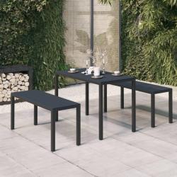 Ensemble à manger de jardin 3 pcs acier et WPC noir alsavelo