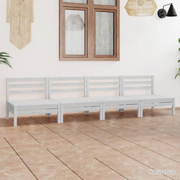 Salon de jardin 4 pcs Blanc Bois de pin massif alsavelo