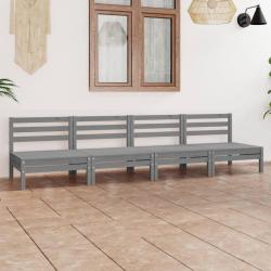 Salon de jardin 4 pcs Gris Bois de pin massif alsavelo