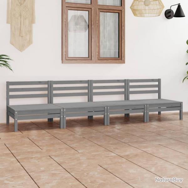 Salon de jardin 4 pcs Gris Bois de pin massif alsavelo