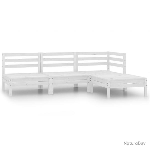 Salon de jardin 4 pcs Bois de pin massif Blanc alsavelo