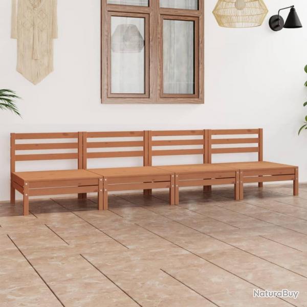 Salon de jardin 4 pcs Marron miel Bois de pin massif alsavelo