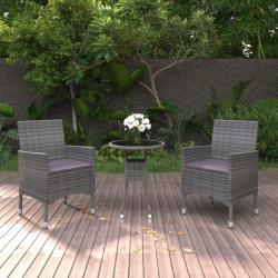 Ensemble à manger de jardin 3 pcs Résine tressée Gris alsavelo