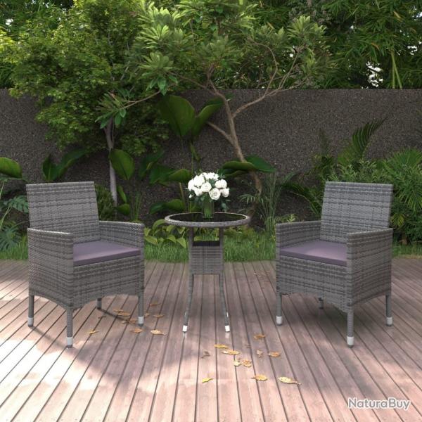 Ensemble  manger de jardin 3 pcs Rsine tresse Gris alsavelo