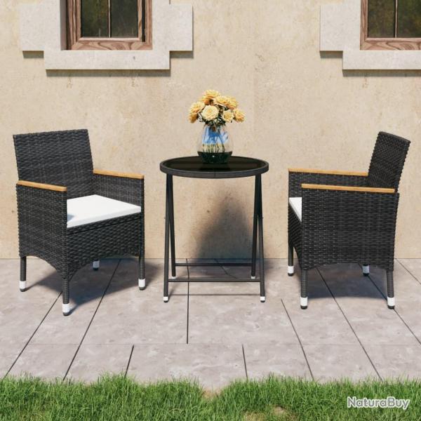 bistro de jardin 3 pcs poly rotin et verre tremp alsavelo