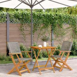 bistro 3 pcs gris résine tressée et bois massif alsavelo