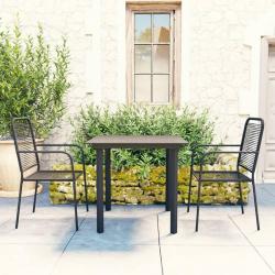 Ensemble à manger de jardin 3 pcs noir verre et acier alsavelo